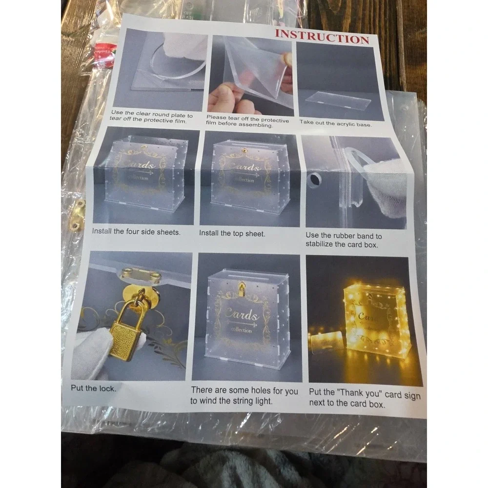 Durable Frosted Acrylic Card Box - LED Lights Ideal for Bridal Showers/ Weddings